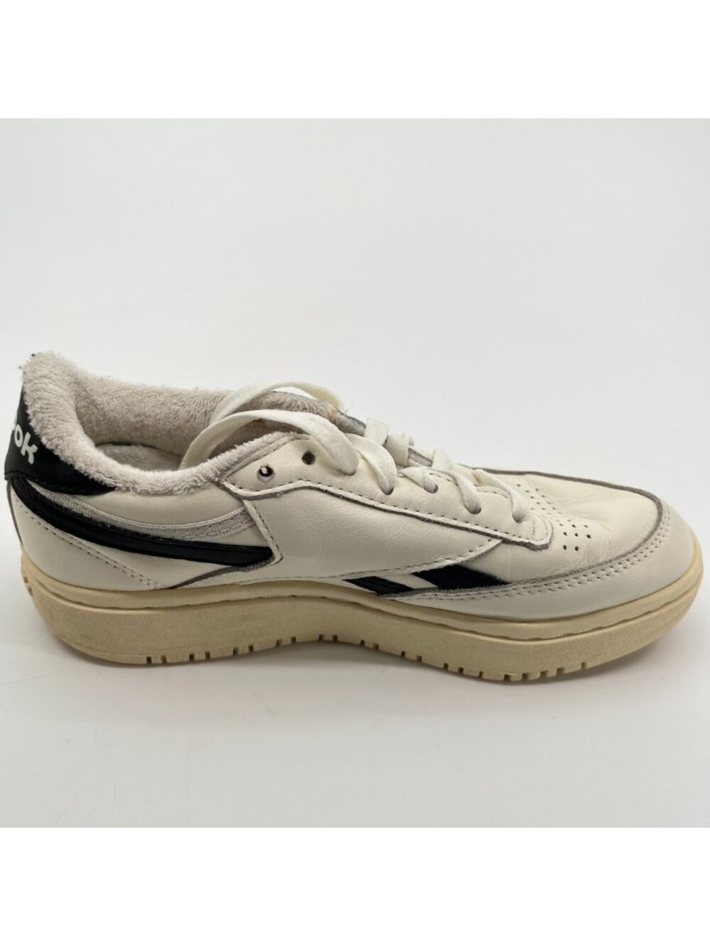 Reebok Club C Double Womens Size 5.5 Chalk Black Athletic Leather Shoes Sneakers - Picture 4 of 10